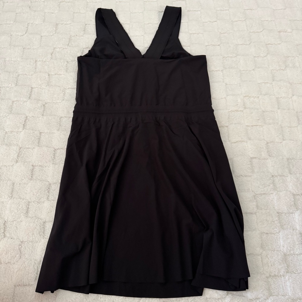 Athleta Activewear Black Savannah Strap Tennis Dress, Sleeveless V-Neck, Small - Picture 2 of 5